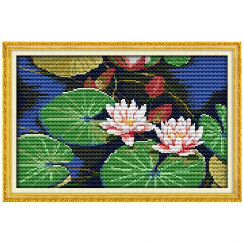 The Water Lily (2) Patterns Counted Cross Stitch Set DIY 11CT 14CT 16CT Stamped DMC Cross-stitch Kit Embroidery Needlework Gifts