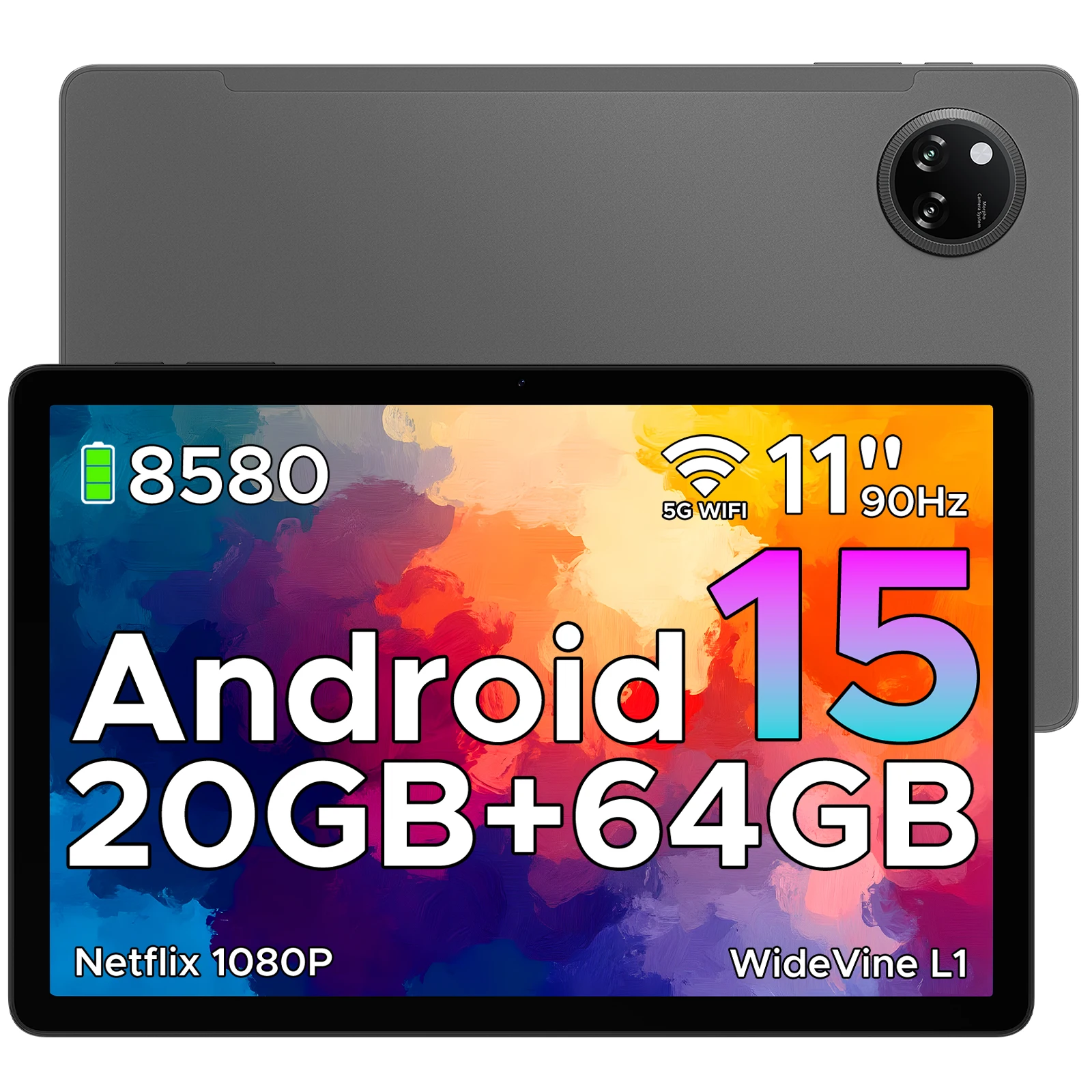 DOOGEE Tab A9+ Tablet 11 inch HD-scherm 20GB (4+16) 64GB 8580mAh Grote Batterij Unisoc T7200 Octa Core Dubbele Luidsprekers Android 15 Tablet