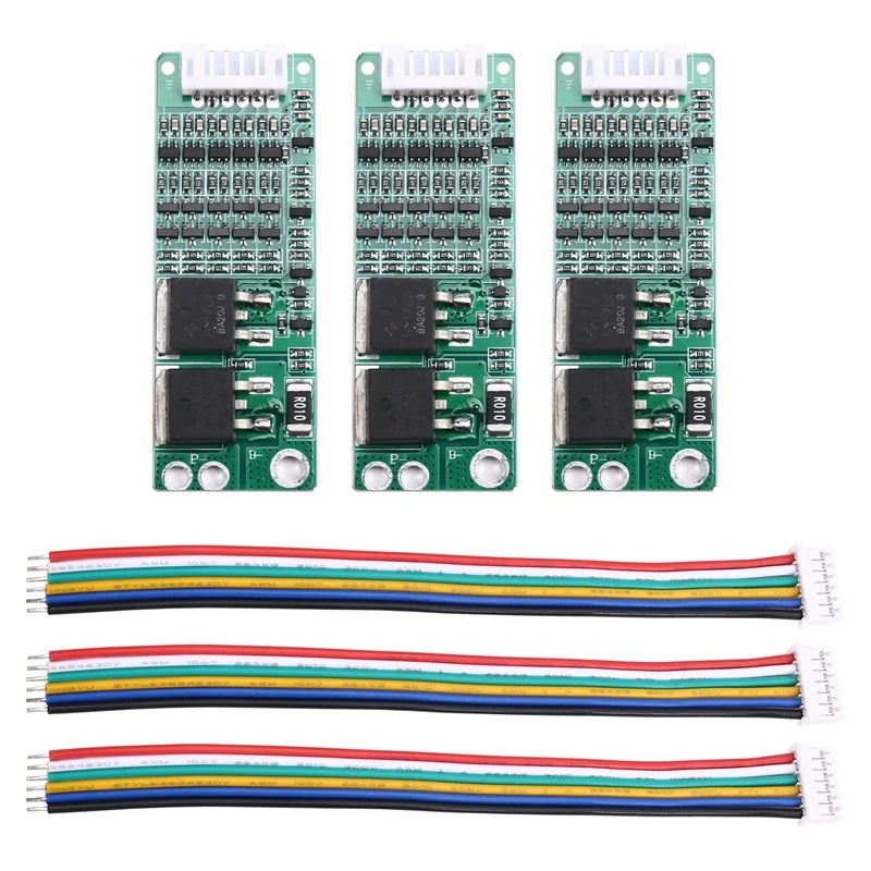 3 pces 5S 16v 18.5v 15a li-ion placa de proteção da bateria de lítio com sobrecarga excessiva proteção contra curto-circuito