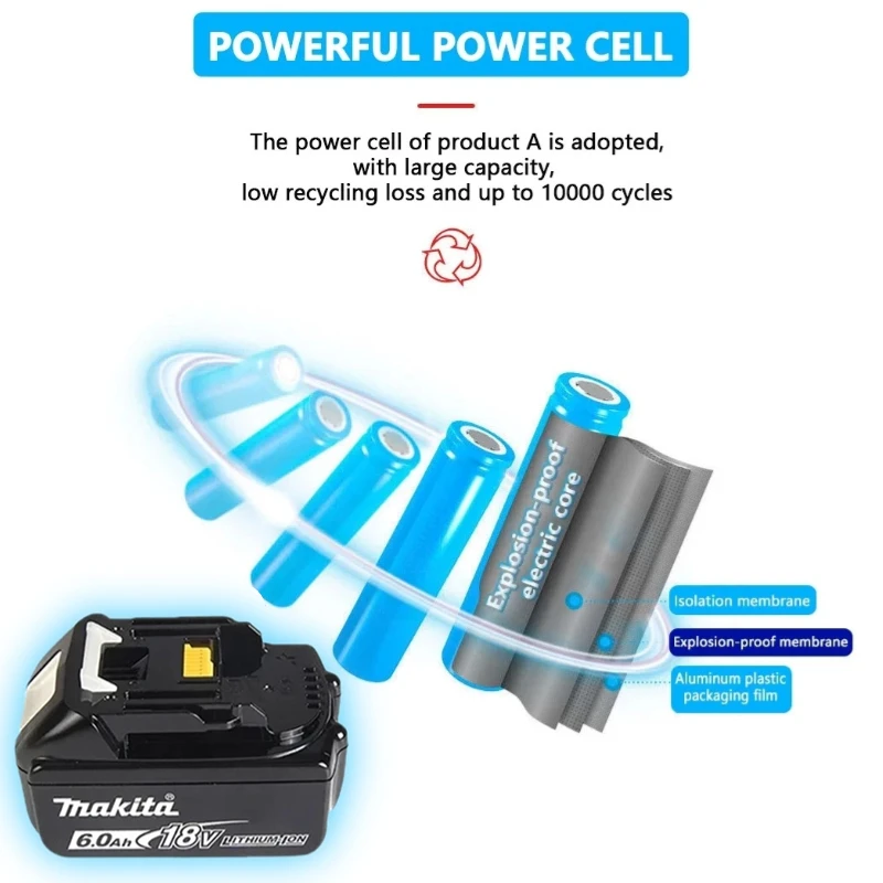 Battery 18v for makita BL1860 BL1850B BL1850 BL1840 BL1830 screwdriver battery & charger 18v Replacement Power Tool Batteries l