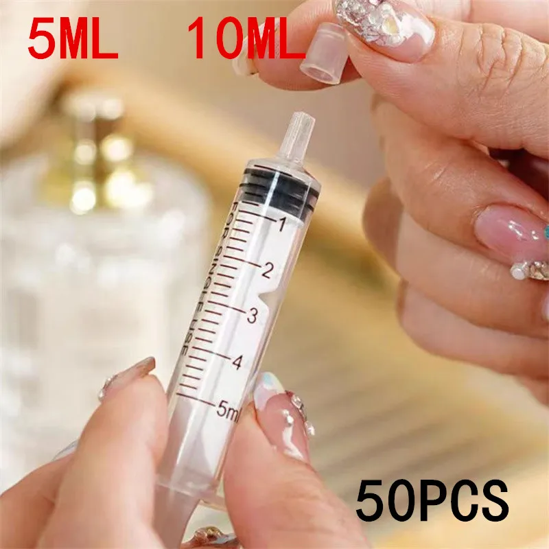 Lot de 5/10/50 seringues en plastique de 5 ml et 10 ml, distributeurs de parfum, distributeurs quantitatifs de cosmétiques pour flacons rechargeables