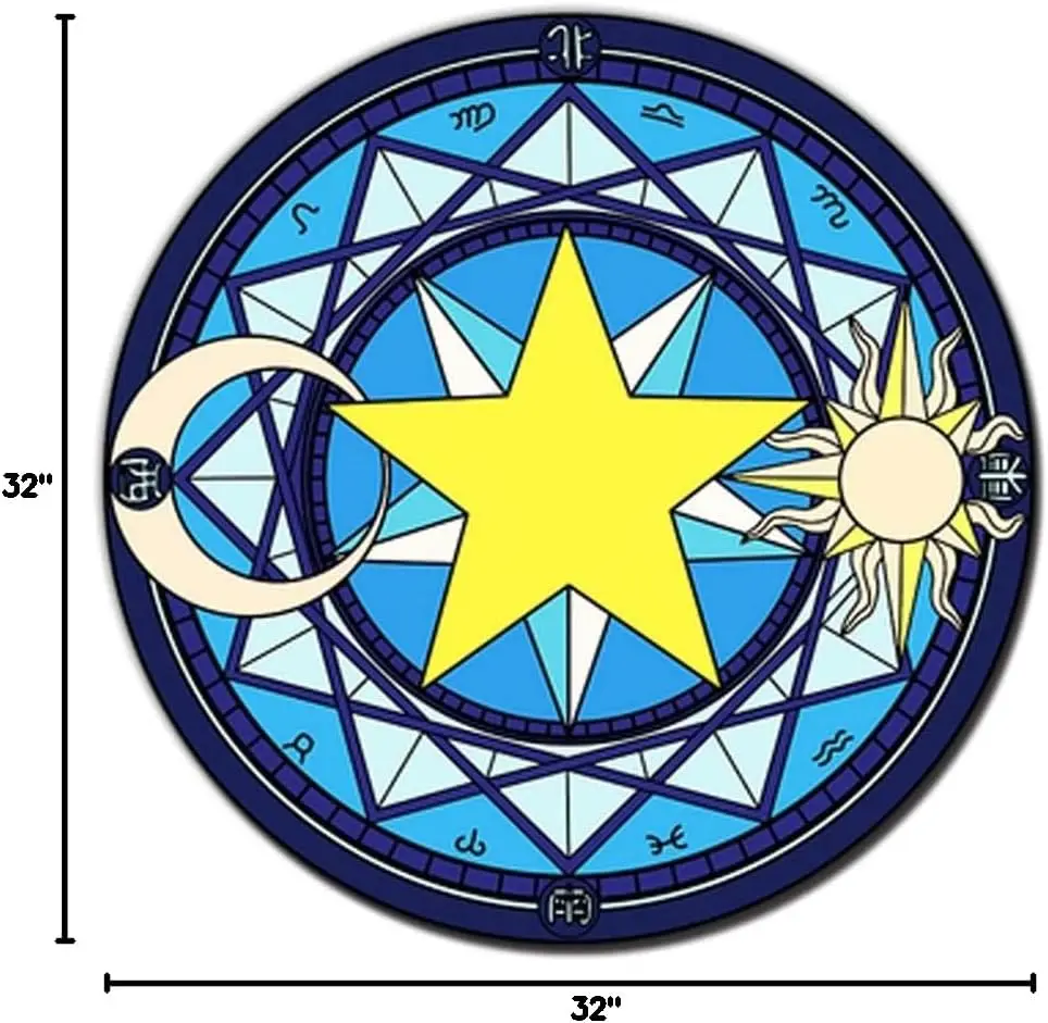 Round Zodiac Astrology Bathroom Mat Rug Sponge Bath Decor Celestial Moon Sun Star Constellation Boho Witchy Spiritual Hippie Gif