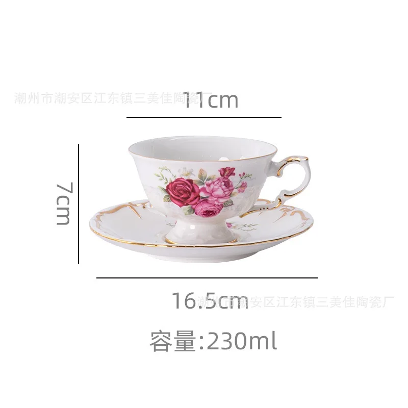 Bone china afternoon tea cup coffee cup ceramic household coffee pot dinner plate set