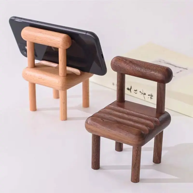 1 PC Universal Wood Chair Shape Mobile Phone Stand Desktop Phone Holder Adjustable Kawaii Cute Tablet Stand Office Phone Holder