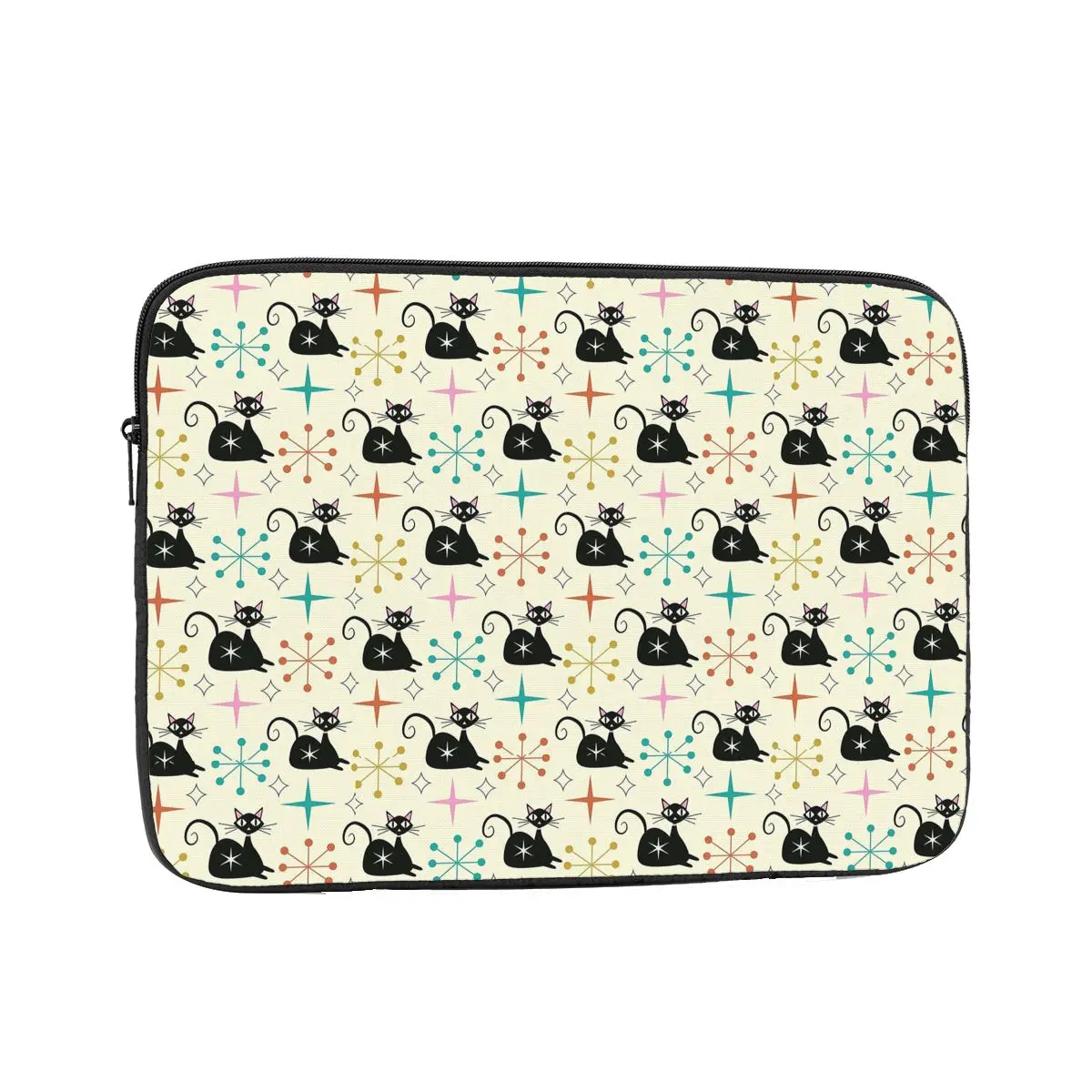 

Черный атомный кот середины века со звездами, чехол для ноутбука, сумка для ноутбука, противоударный чехол для планшета, сумка