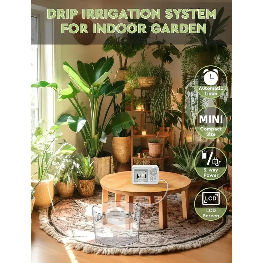 Kit di irrigazione automatica a goccia Sistema di irrigazione per interni 15 piante d'appartamento Orari personalizzabili Risparmio idrico Installazione semplice