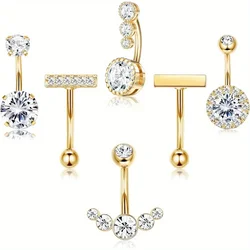 Bobisty 1Pc Surgical Steel Belly Button Rings Navel Studs Sexy Belly Clicker Navel Piercing for Women Piercing Jewelry