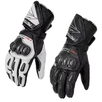 Guantes de motocicleta GM3 de cuero genuino para hombre, guantes a prueba de viento para motocicleta, pantalla táctil, versión larga, Dirt Bike, Motocross Racing