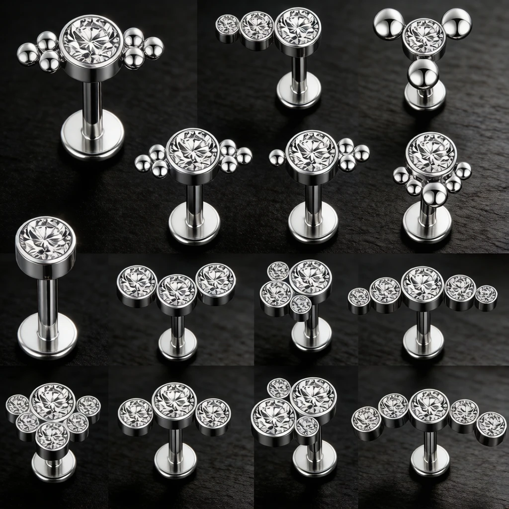 G23 Titanium Zircon Piercing Labret Lip Stud 16g Small Ear Stud for Women Cartilage Helix Lobe Earrings Body Jewelry
