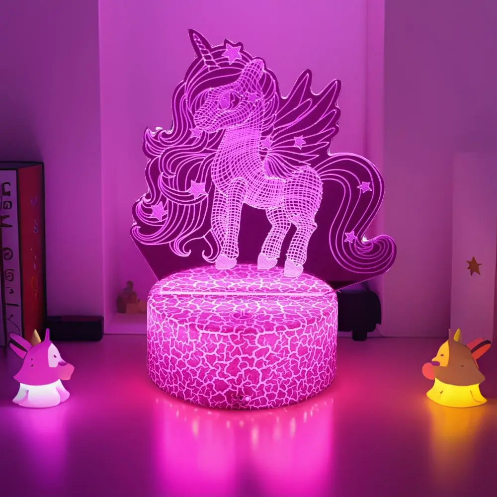 3D Lamp Anime Unicorn LED Night Light RGB Color Changing Child Nightlight Unicorns for Girls Toys Room Bedroom Decoration Gifts