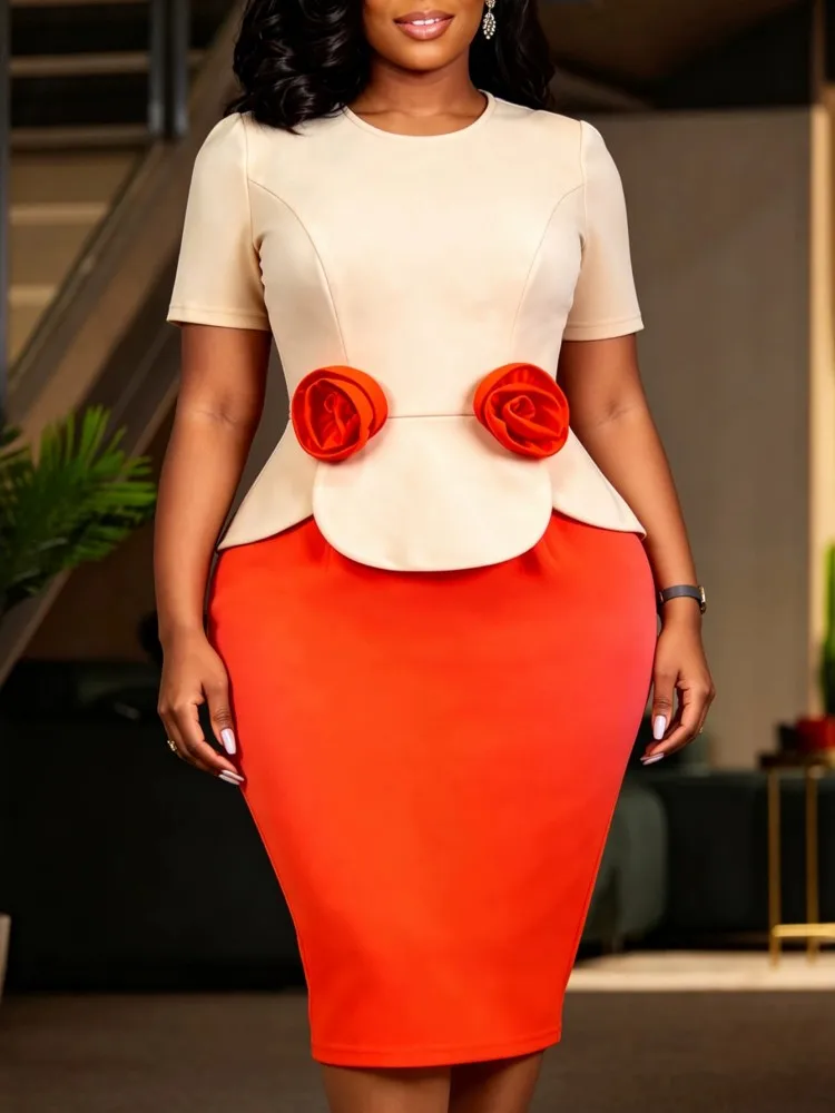 L-4XL Plus Size Clothes Dresses Women Robes Summer Autumn Short Sleeve Street Style Casual 3XL 4XL Big Size Midi Dress Oversized
