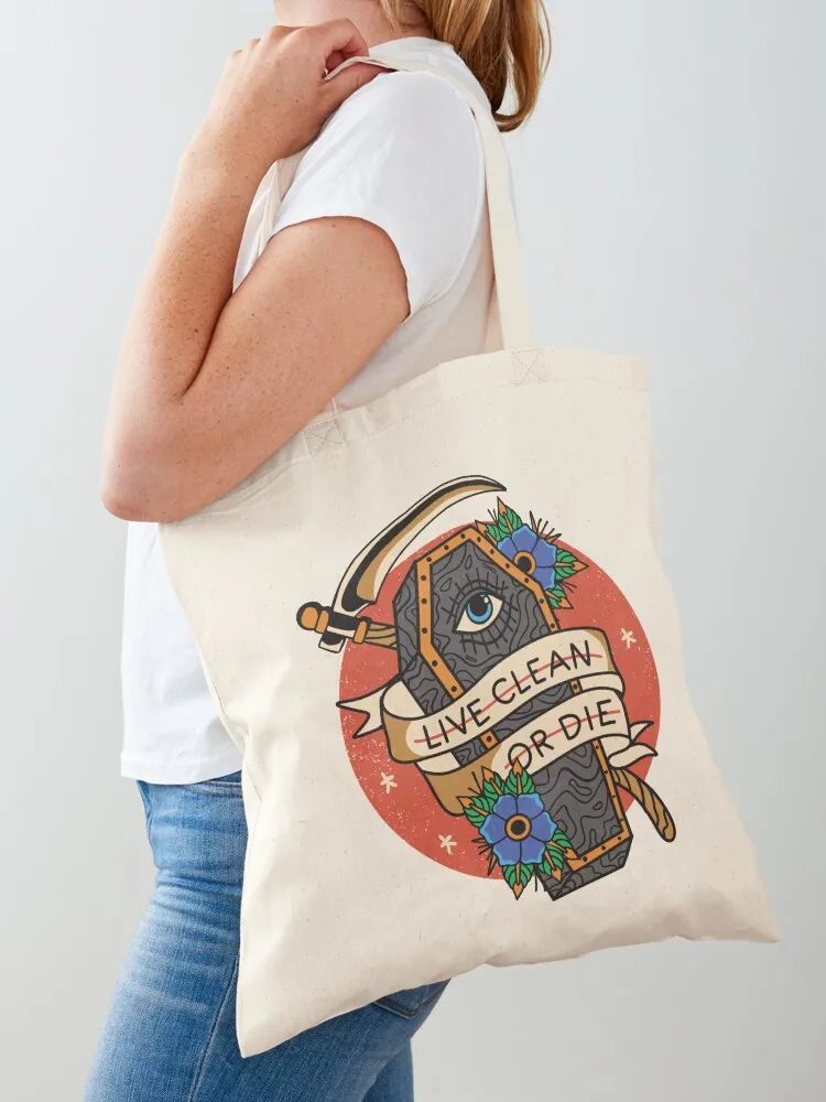Live Clean or Die AA NA Recovery Tote Bag handbag hand bag ladies bags luxury women canvas tote bag