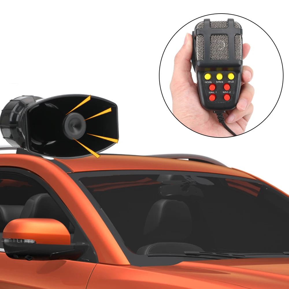 Auto-Warnalarm Mikrofon PA-System Notfall-Verstärker Hupe Autohorn Lautsprecher Laute 12V 100W Polizei-Sirene Drucklufthorn Megaphon Ton