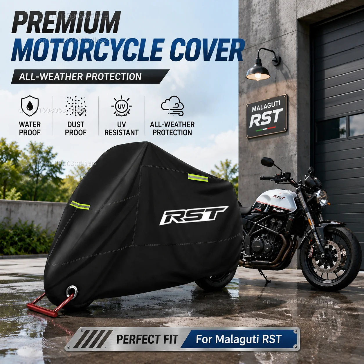 

Motorcycle Cover All Season Waterproof Dust Rain UV Protection 190T Oxford Cloth For For Malaguti RST 2023-2024