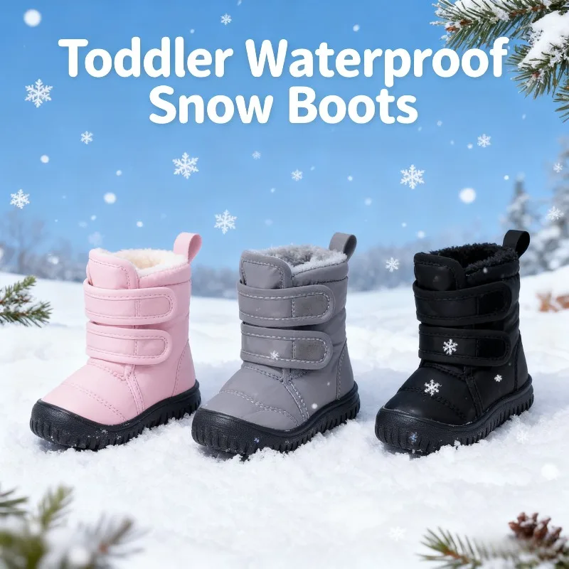 

Winter Lightweight Fleece-lined Children's Snow Boots Korean-style Casual Cotton Shoes Soft-soled Warm Unisex Baby Boots