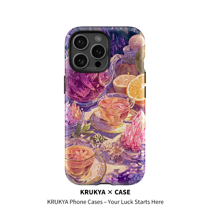Krukya-funda de teléfono con diseño de bebida naranja para iPhone 16, 15, 11, 12, 13, 14 Pro Max X XS XR 15 Plus SE 2022, cubierta de doble capa a prueba de golpes