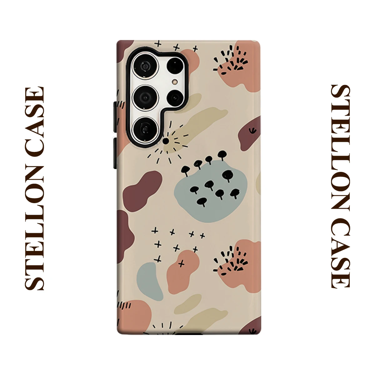 Boho Blob Shapes Phone Case for Samsung Galaxy S26 S25 Ultra S24 S23 Ultra Plus Glossy Double-layer Back Cover