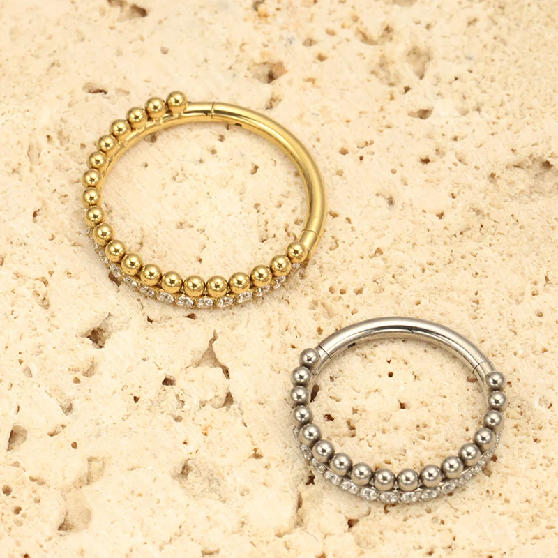 ZOOR ASTM F136 التيتانيوم الحاجز الأنف خواتم ثقب الزركون 8/10/12 مللي متر الأطواق الفرس الزنمة Daith الغضروف اللولب محارة ثقب #3