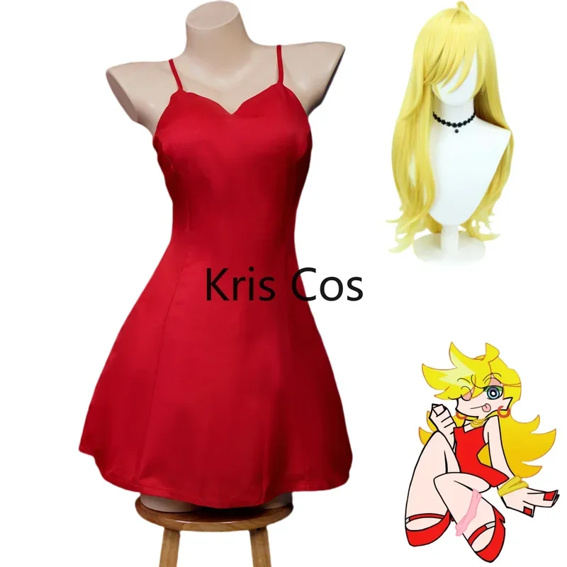 

FC6Anime Panty & Stocking with Garterbelt Panty·Anarchy Cosplay Costume Wig Red Strap Dress Adult Woman Sexy Carnival Party@FC8！