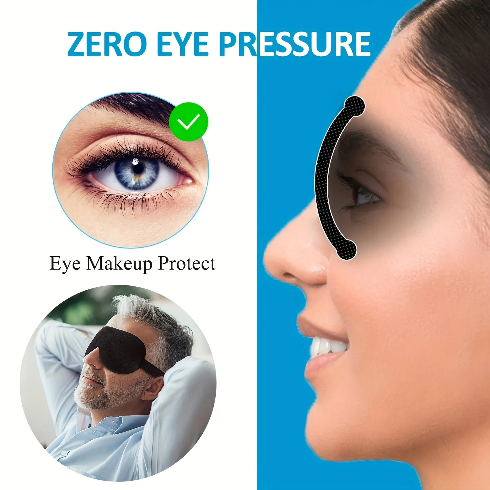 1pc Unisex Sleep Mask, 3D Light Blocking Eye Mask, Comfortable Polyester, Ideal for Supine and Side Sleepers Eyepatch.
