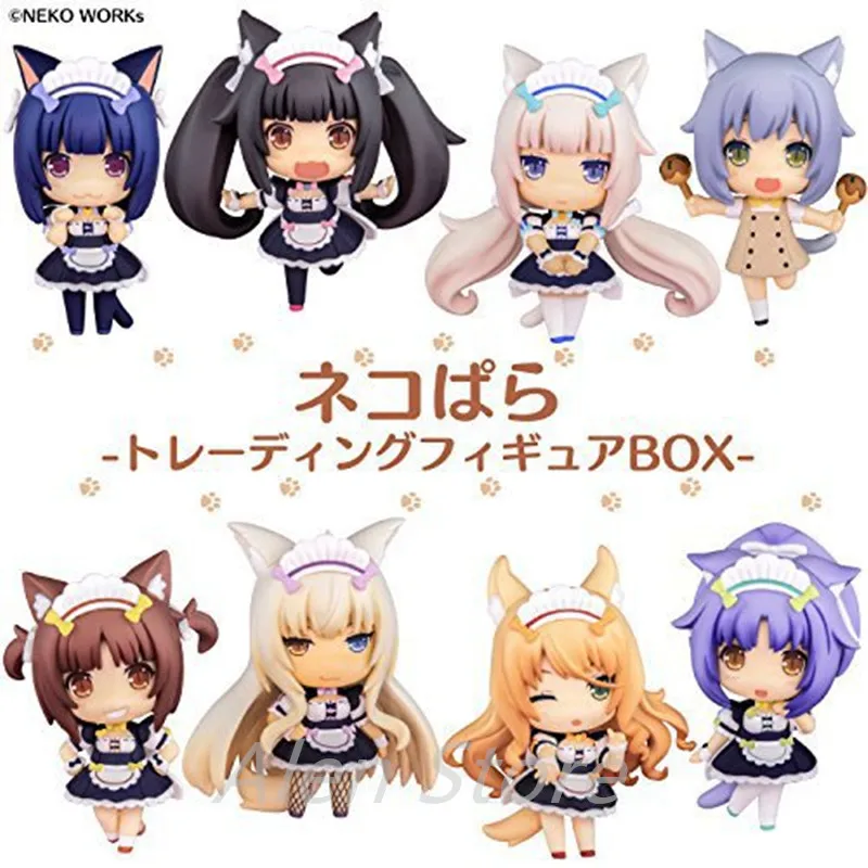 8Pcs/set Q Posket Nekopara Chocola Vanilla PVC Action Figure Anime Figure Japanese Model Toys Collection Doll Gifts