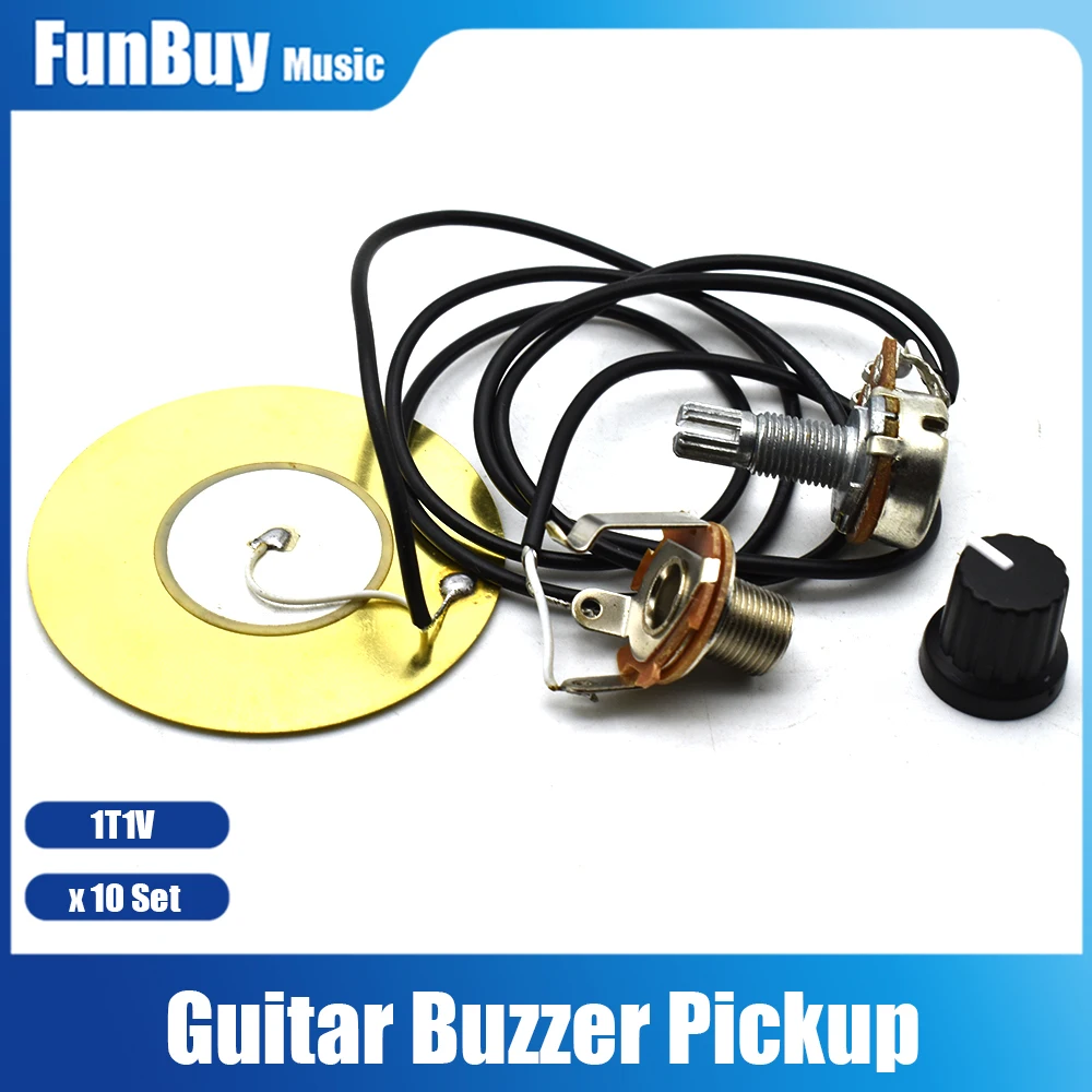 10Pcs Guitar Transducer Pickup Buzzer Pickup with 6.35MM Output Jack for Violin Ukulele Banjo Cigar Box Guitar