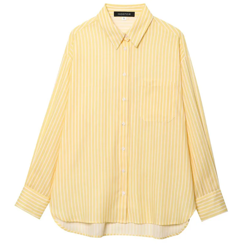 HXAO Woman 2025 Striped Oversized Shirt Spring Summer Shirts & Blouses Long Sleeve Plus Size Top Fashion Elegant Woman Shirt 066