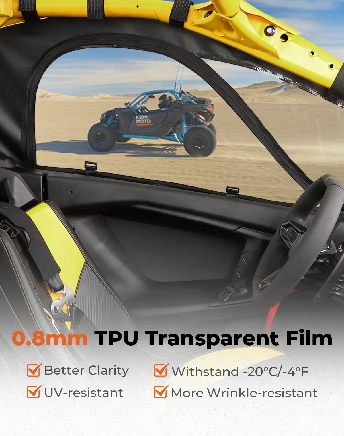 Soft Upper Door Kit For Can-Am Maverick R 2024 715007376 Coated Mesh Fabric  TPU Transparent Film Waterproof Soft Cab Enclosure