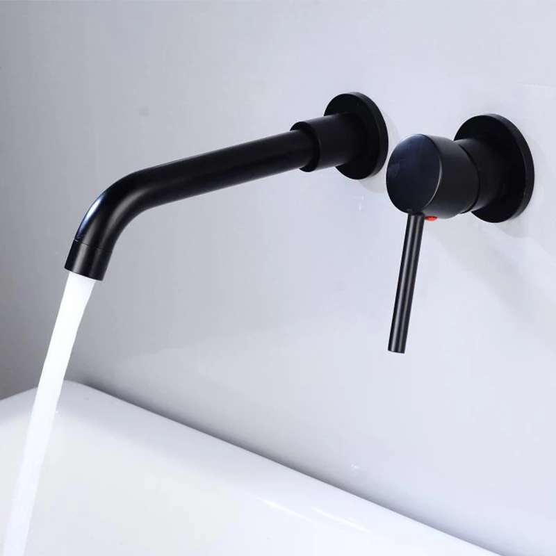 

Modern Sanitary Ware Black Brass Concealed Bathroom Single Handle Hand Wash Basin Faucets