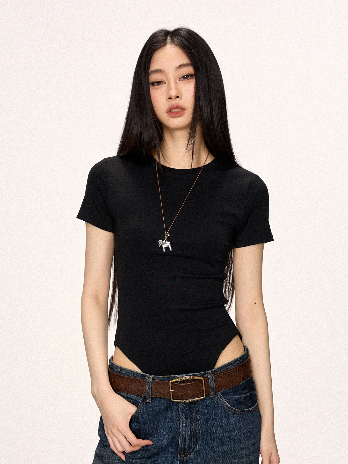 

Женская облегающая футболка с короткими рукавами Cherry Melody в американском стиле, повседневный топ с круглым вырезом, внутренняя и внешняя одежда, летняя мода