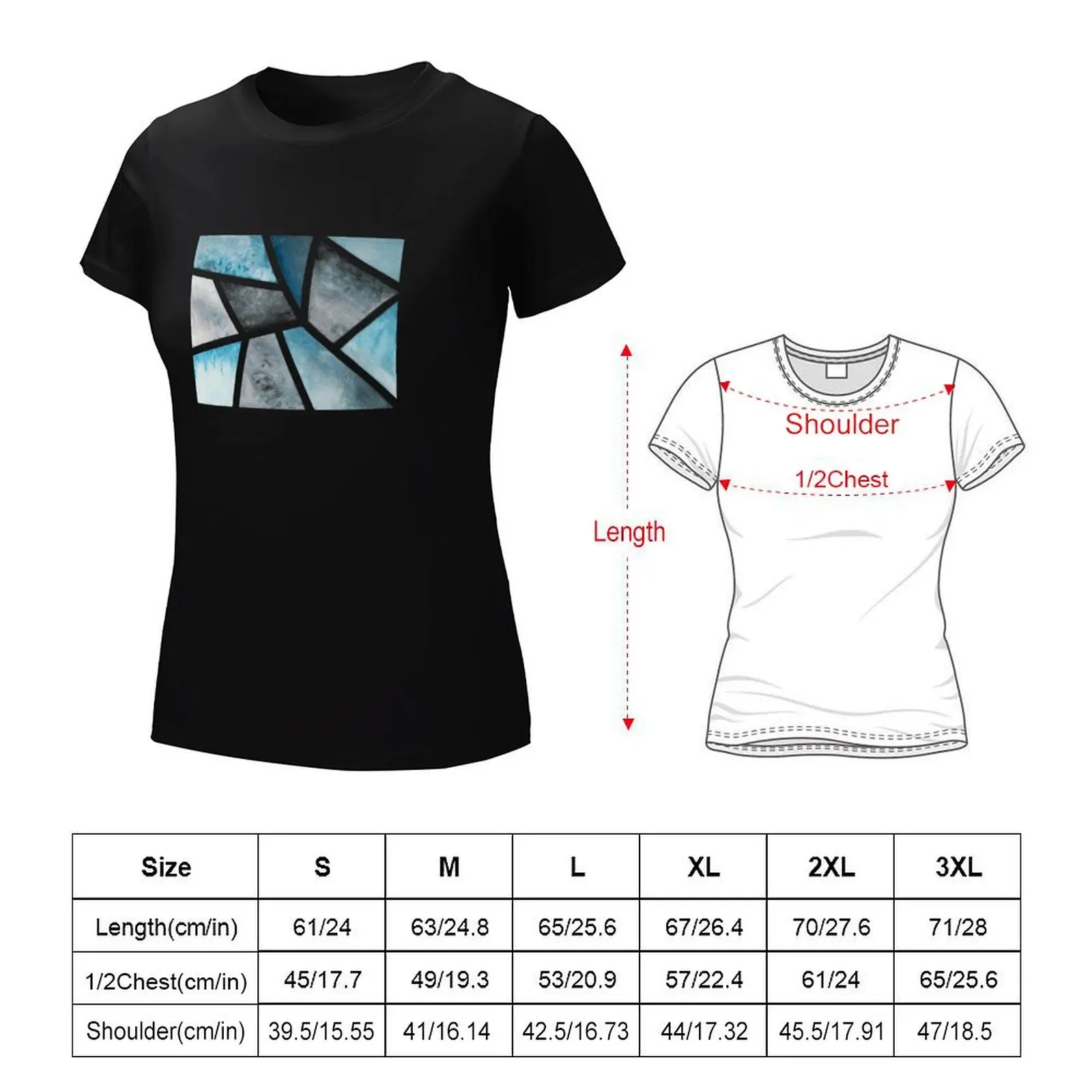 Blue Water Color Geometry T-Shirt Female clothing Blouse Women t-shirts