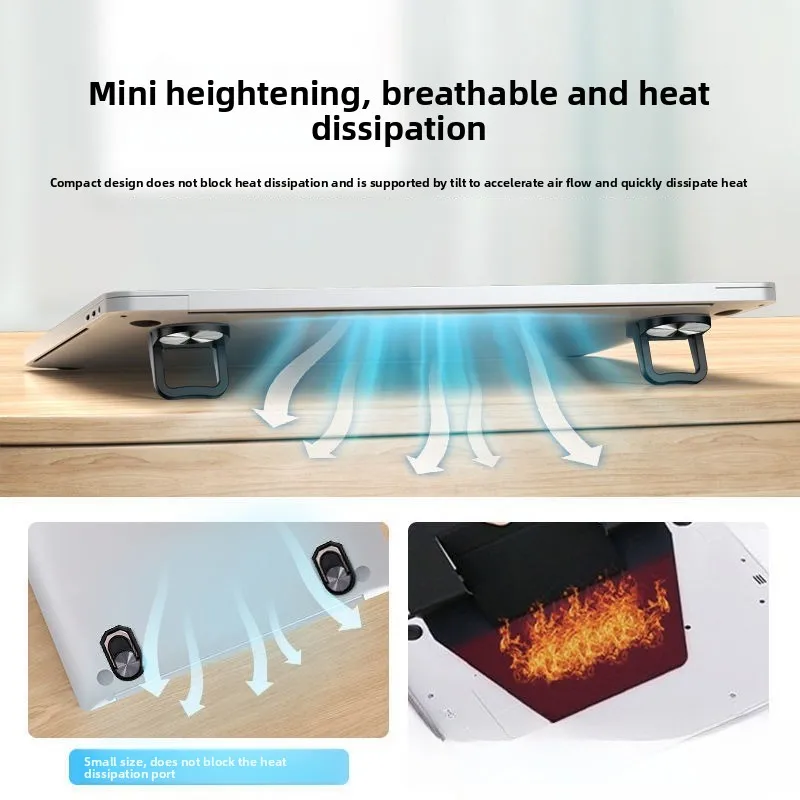 Invisible Foldable Laptop Stand,Portable with Self-Adhesive Feet, Zinc Alloy Laptop Riser, Non-Slip Laptop Feet for Cooling