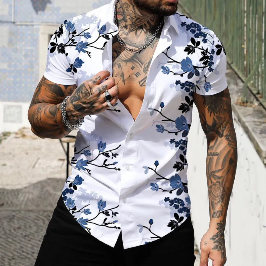 

Trendy And Fashionable Men's Top, Comfortable Lapel Button Up Short Sleeved Shirt, 2024 Summer New Outdoor Daily T-Shirt MB1