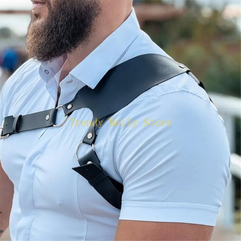 N5kb Mens Body Chest Harness Belty Punk Punk Gothic Pu Leather Leather Counter Cate Belt Barty Cosplay Clubwear Club