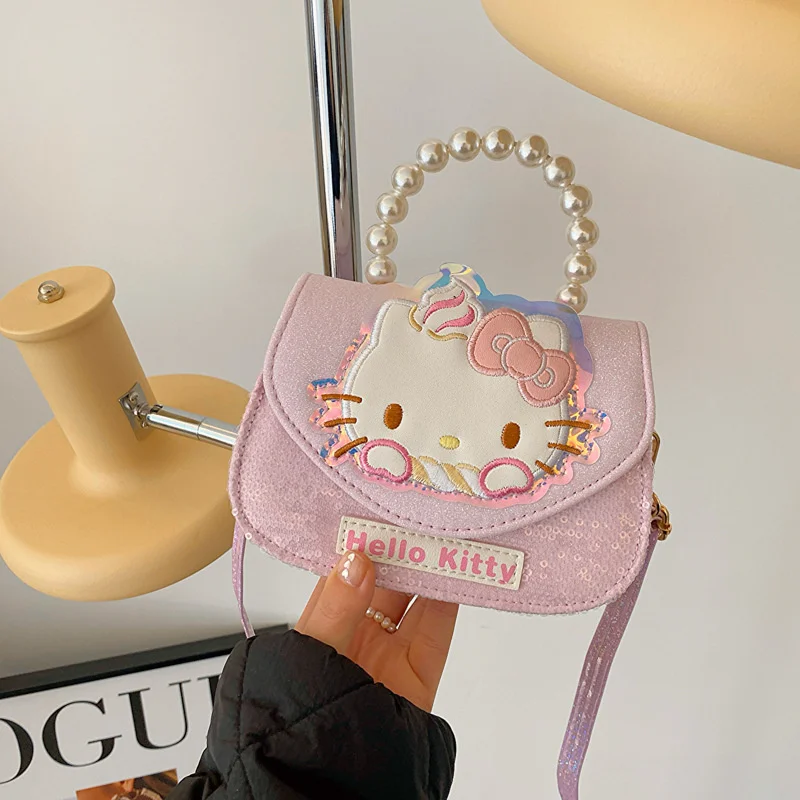 

Cartoon Sanrio Hello Kitty Childrens Handbag Princess Doll Zero Wallet Small Body Bag Female Kuromi Cute Pearl Shoulder Bag