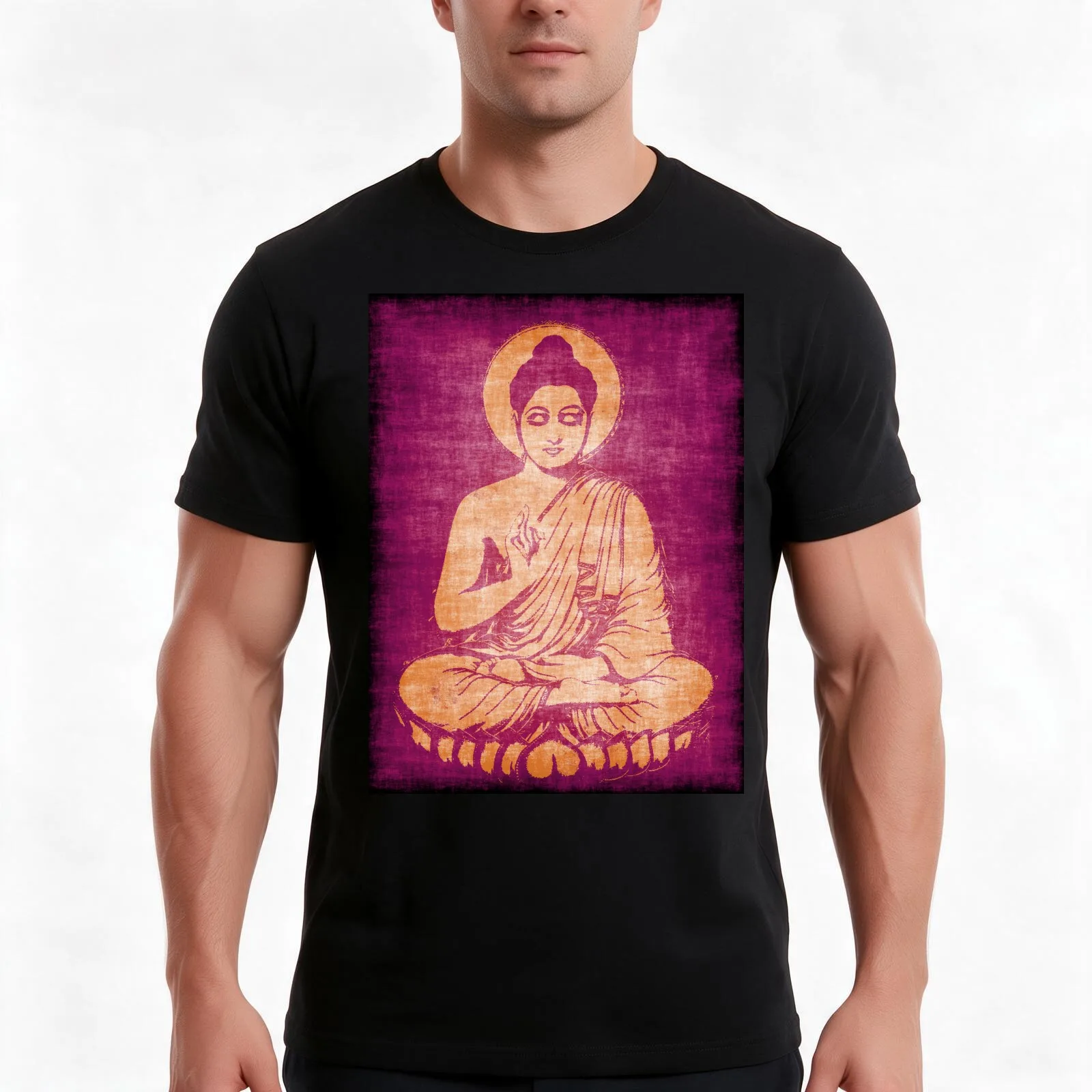 BUDDHA-5 T-Shirt, Summer Casual Cotton Tee, Oversized Streetwear Tops, Vintage Graphic Print, Loose Fit Short Sleeve