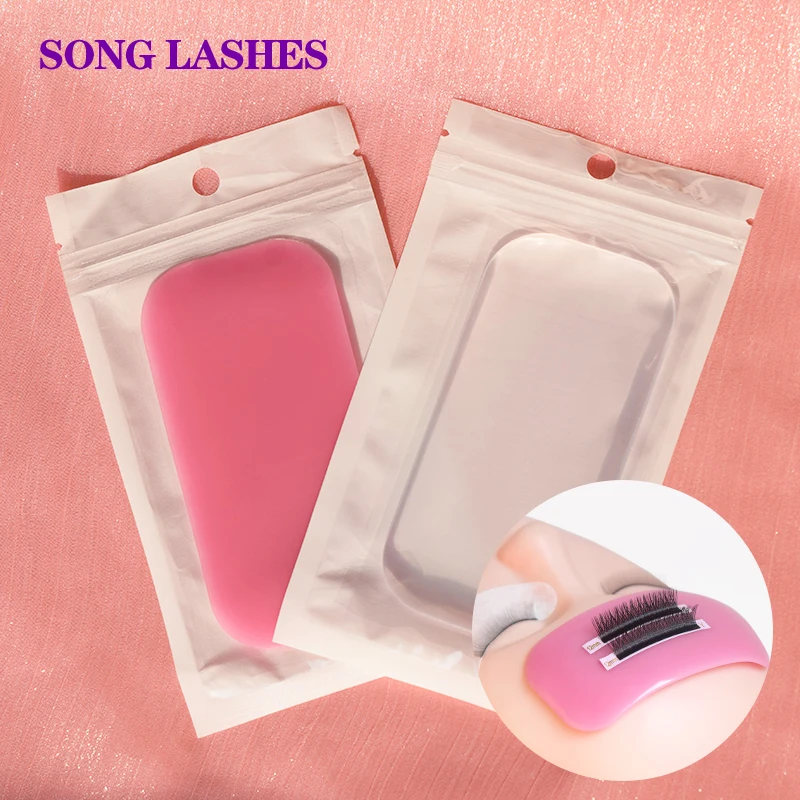 SONG LASHES Silicone Eyelash Extension Stand Pallet Pad Lash Tray Holder Tool Clear lash Holder Forehead sticker silica gel