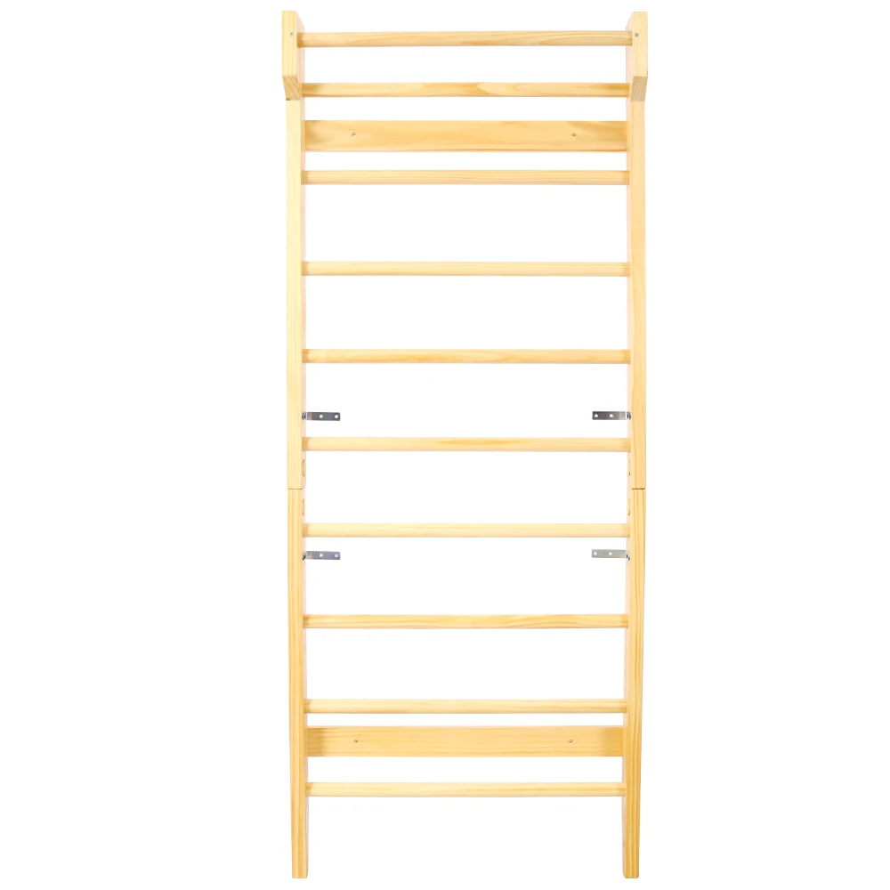 Wooden Swedish Ladder, Stall Bars Set for Physical Therapy & Gymnastics (with Adjustable Pull-up Bar) Pull Up  Fitness