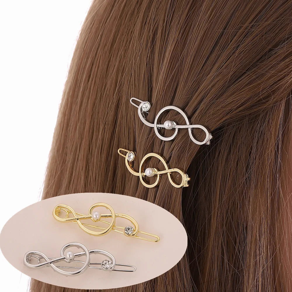 Elegant Musical Note Hair Clip Barrettes Crystal Shape Simple Hairgrip Hair Styling Accessories Jewelry Tools