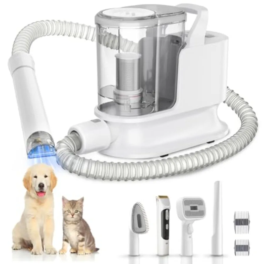 

Dog Grooming Kit with 12Kpa Suction Pet Vacuum Low Noise 3 Modes 2L Capacity 5 Tools for Shedding Hair Cat Home Cleaning