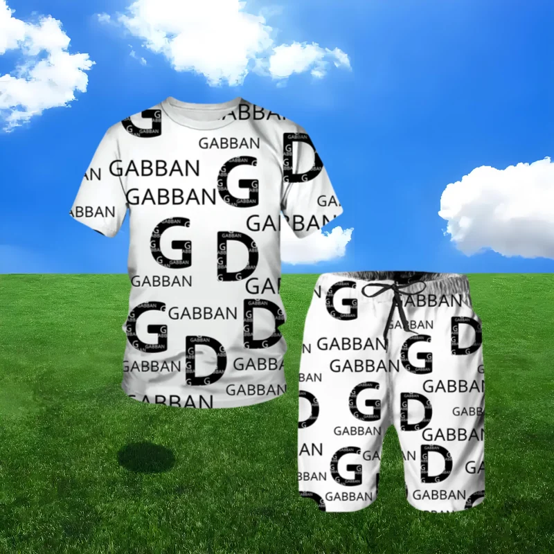 

Летние мужские модные шорты с короткими рукавами, простой цветной узор с принтом, повседневный уличный тренд для взрослых, одинаковый костюм из двух предметов