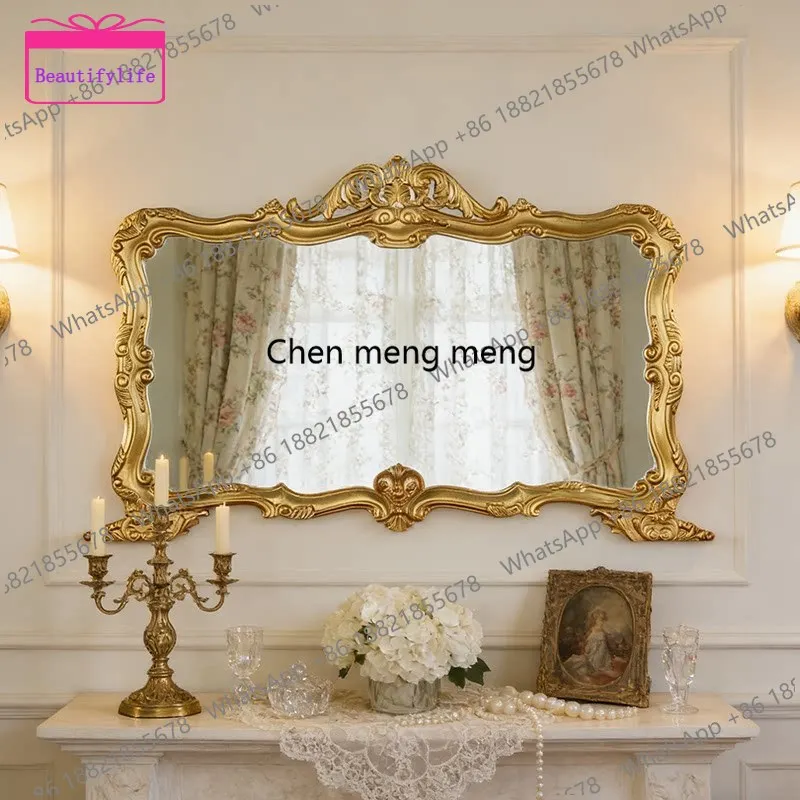 a17 French household fireplace mirror American living room entrance wall-mounted decorative mirror European makeup mirror