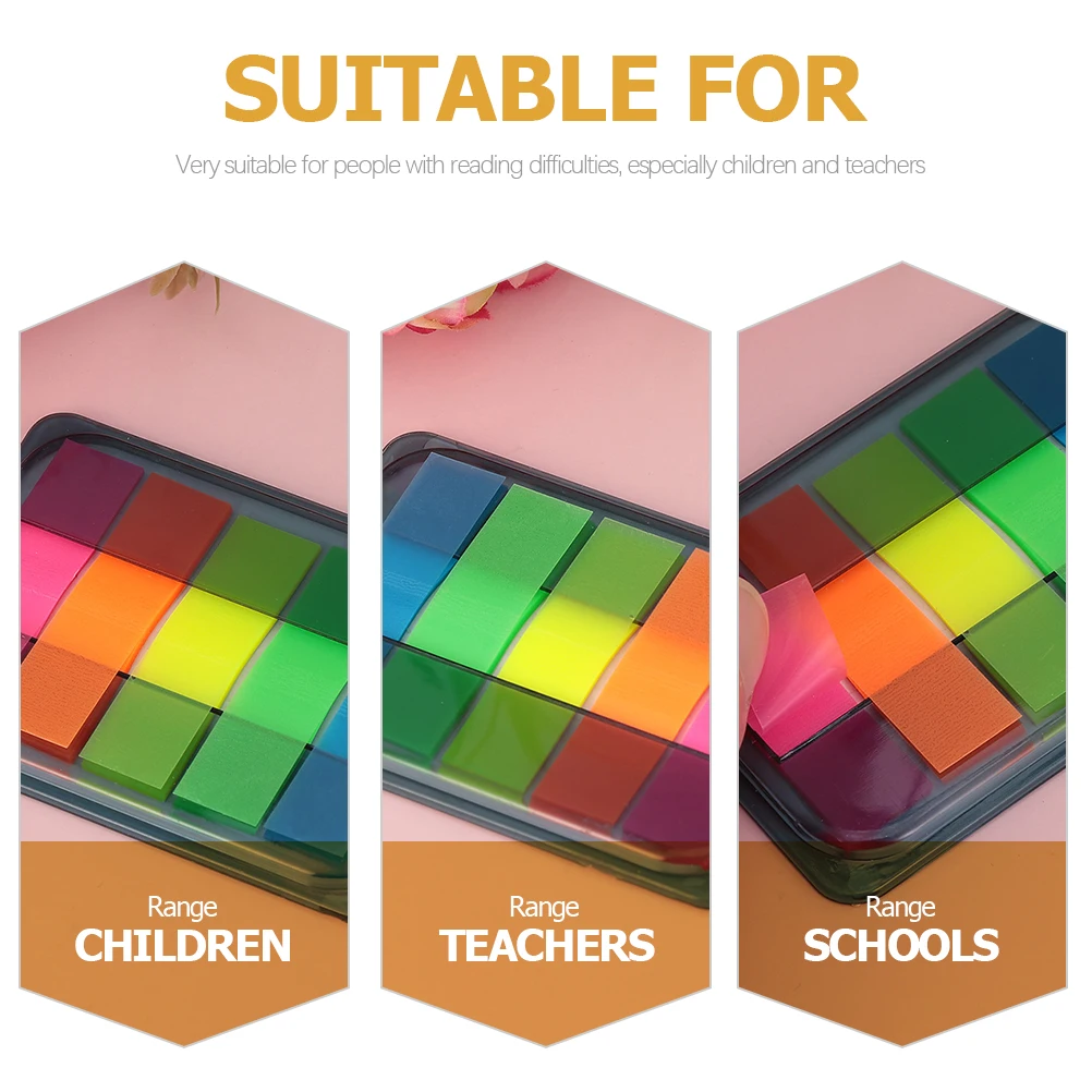 

Fluorescent Transparent 6 Boxes Sentence Markers Portable Reading Strips Highlighter Stickers Professional Page