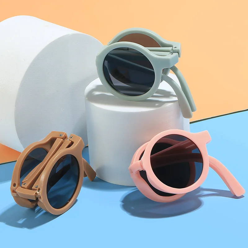 New Kids Sunglasses Baby Girls Boys fold Cartoon Candy Color Sun Glasses Outdoor Sun Protection Vintage Children Sunglasses