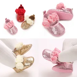 Fiori carini Scarpe da principessa per bambina 0-1 anni Scarpe da ginnastica casual con fiocco antiscivolo Primavera Bambino con suola morbida Primi camminatori 0-18 mesi