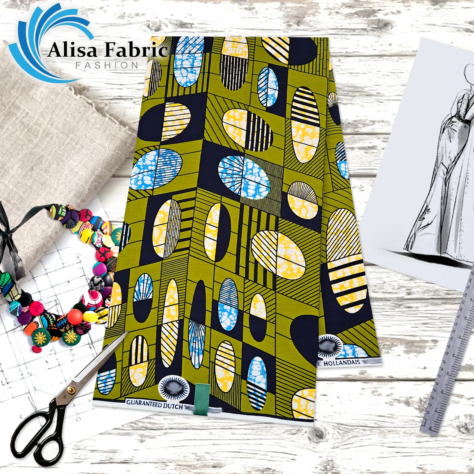 

New arrived hollandais African wax dress fabric 100% cotton wholesale 6 yards Nigerian 2026 couture for Nigerian party