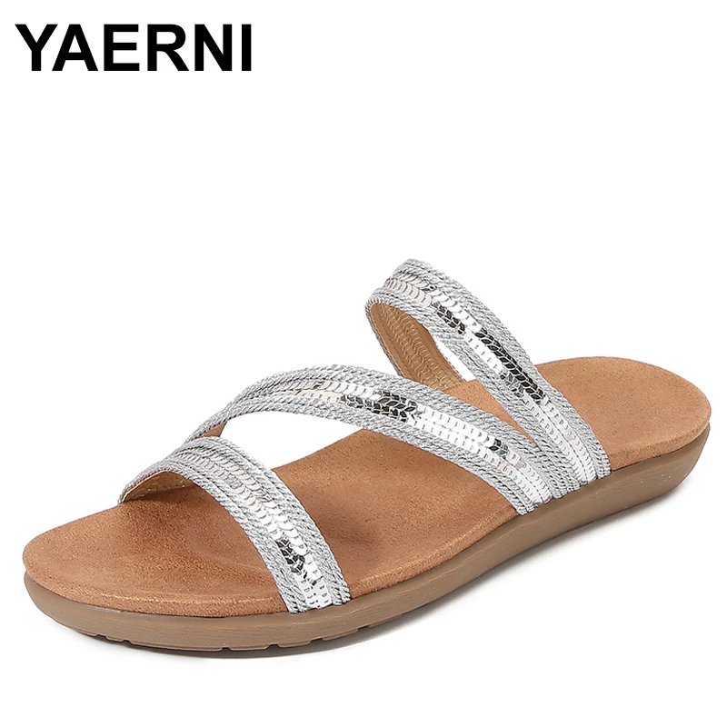 

Женские модные тапочки на плоской подошве больших размеров, удобная летняя обувь для девочек