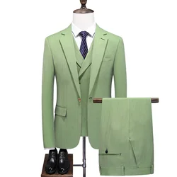 27 Colors ( Blazer + Vest + Pants ) Boutique Fashion Plaid Formal Office Business Mens Suit Three Pieces Groom's Wedding Dress