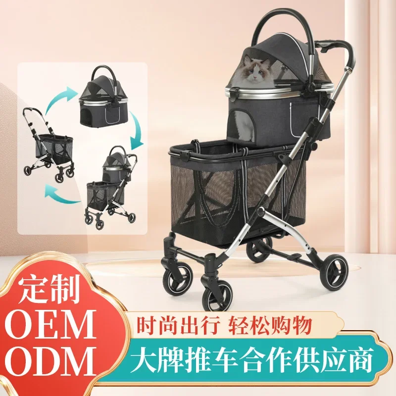 Imagem -05 - Grande Espaço de Camada Dupla Pet Stroller com Vários Gatos e Cães Separados