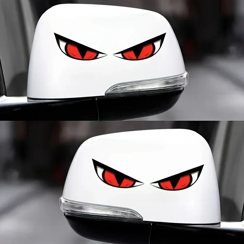 12x3cm 2 peças adesivo de carro olhos vermelhos acessórios de material de vinil à prova d'água, engraçado para carros caminhões, decalques de paredes 